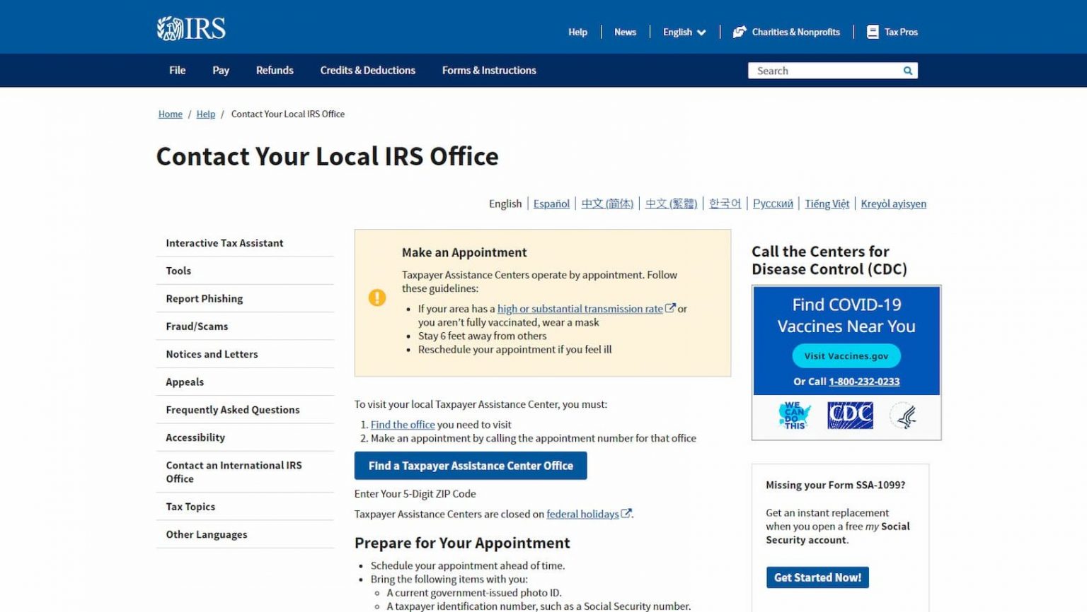 How to make an appointment for irs tax help 