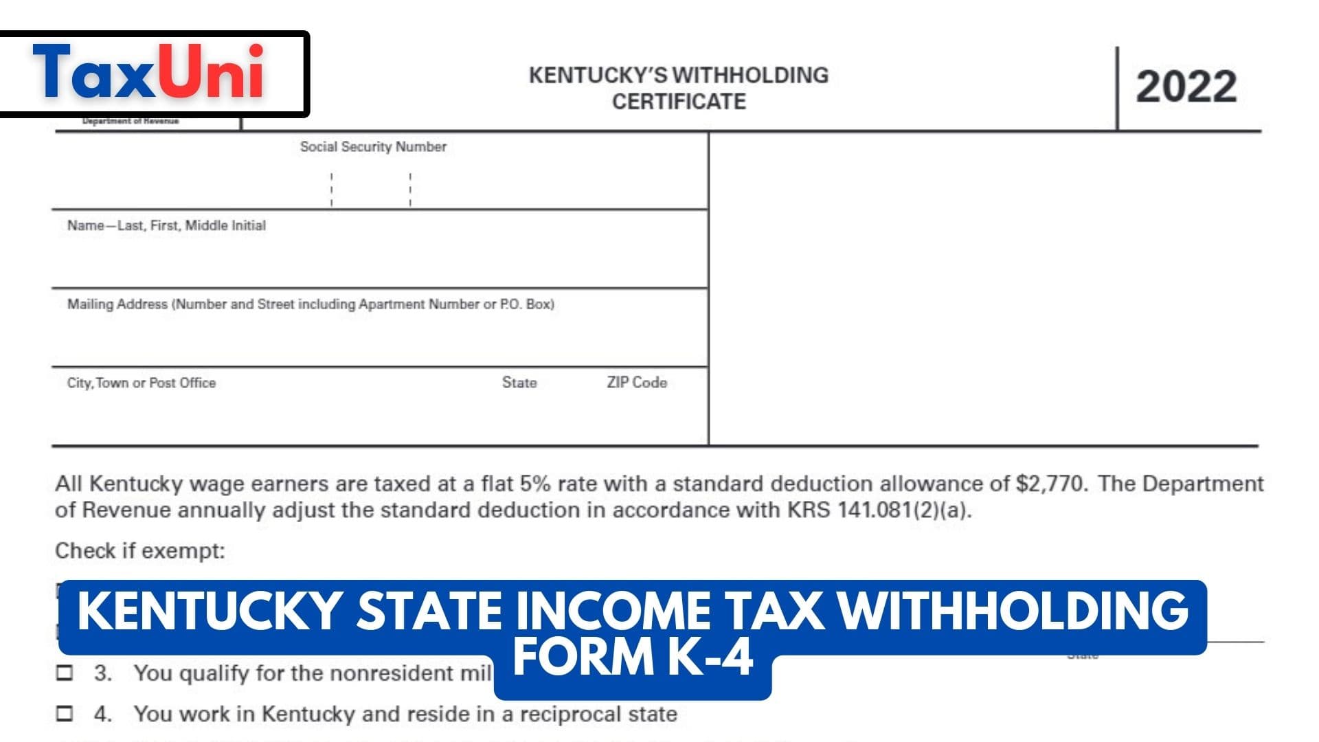 Kentucky State Tax Withholding Form K4 2023 2024